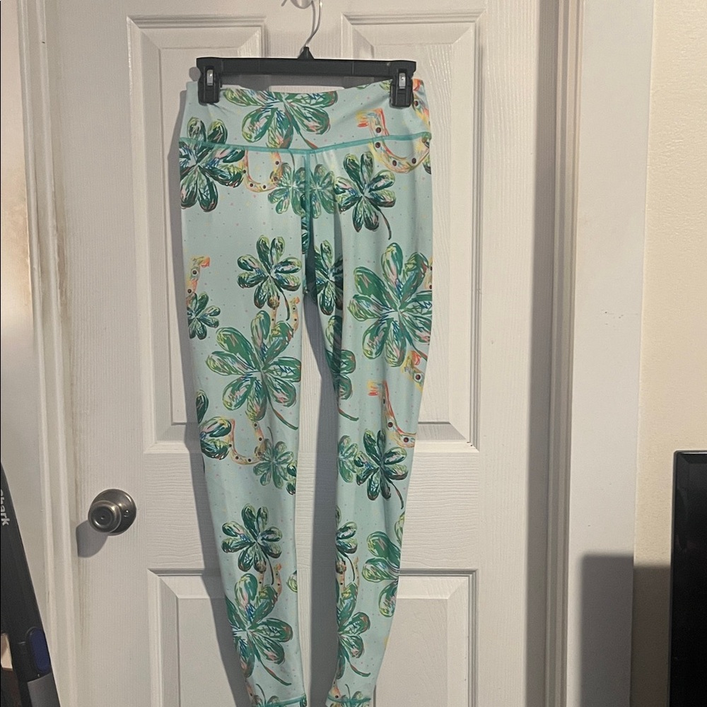 Feed me Fight me Shamrock Drawstring Leggings no pockets